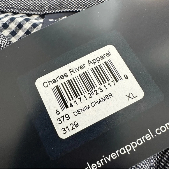 NWT Charles River Apparel Mens XL Naugatuck stretch knit button up shirt Blue - Picture 5 of 7